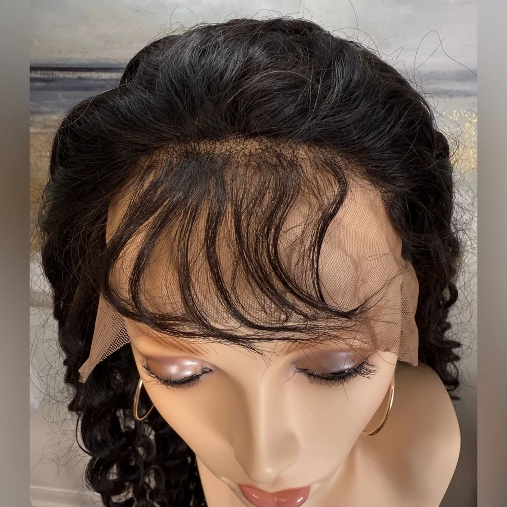 💯% 24” HUMAN Hair, Brazilian Wave, Lace Front, Fringe bangs, Black - Picture 4 of 16
